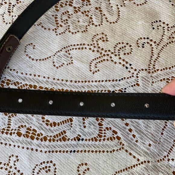 Liz Claiborne Brown Leather Belt with Bronze Buckle - Picture 10 of 11